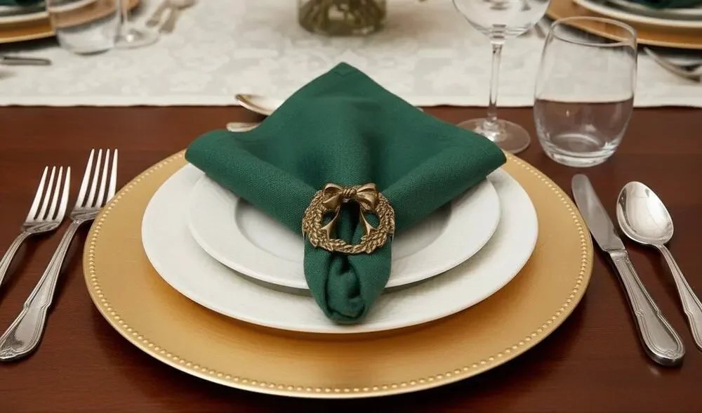 Vintage Brass Wreath Napkin Rings Set of 8 Christmas Bow Holiday Table Decor
